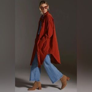 Anthropologie Pilcro Corduroy Duster Relaxed overszd Longline Shirt Dress Size M